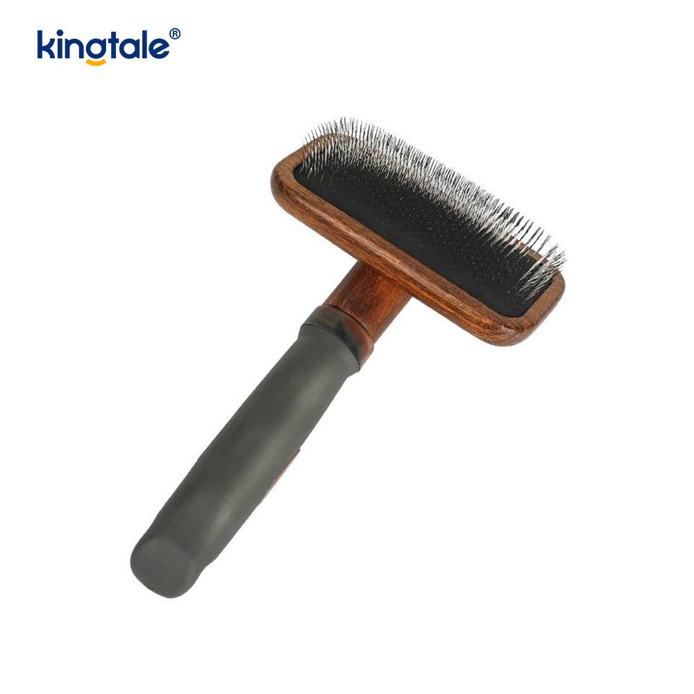 Rostfritt stål Pins Bok Trä Body Ground Pet Comb