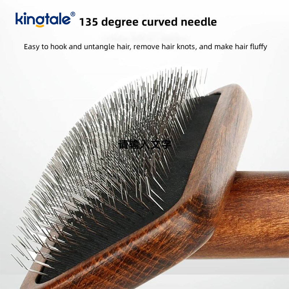 Rostfritt stål Pins Bok Trä Body Ground Pet Comb