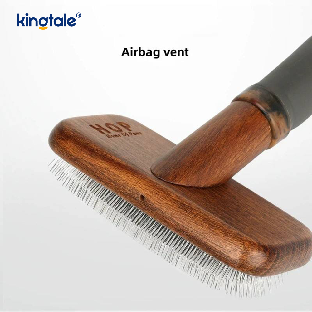 Rostfritt stål Pins Bok Trä Body Ground Pet Comb