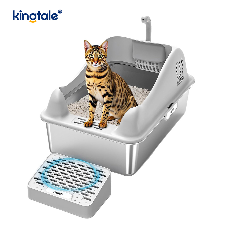 Kattskräp i rostfritt stål med fotpedal Metallströlåda högsidig, aldrig