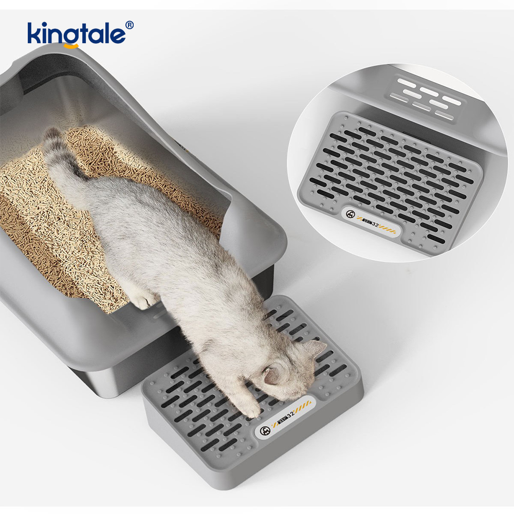 Kattskräp i rostfritt stål med fotpedal Metallströlåda högsidig, aldrig