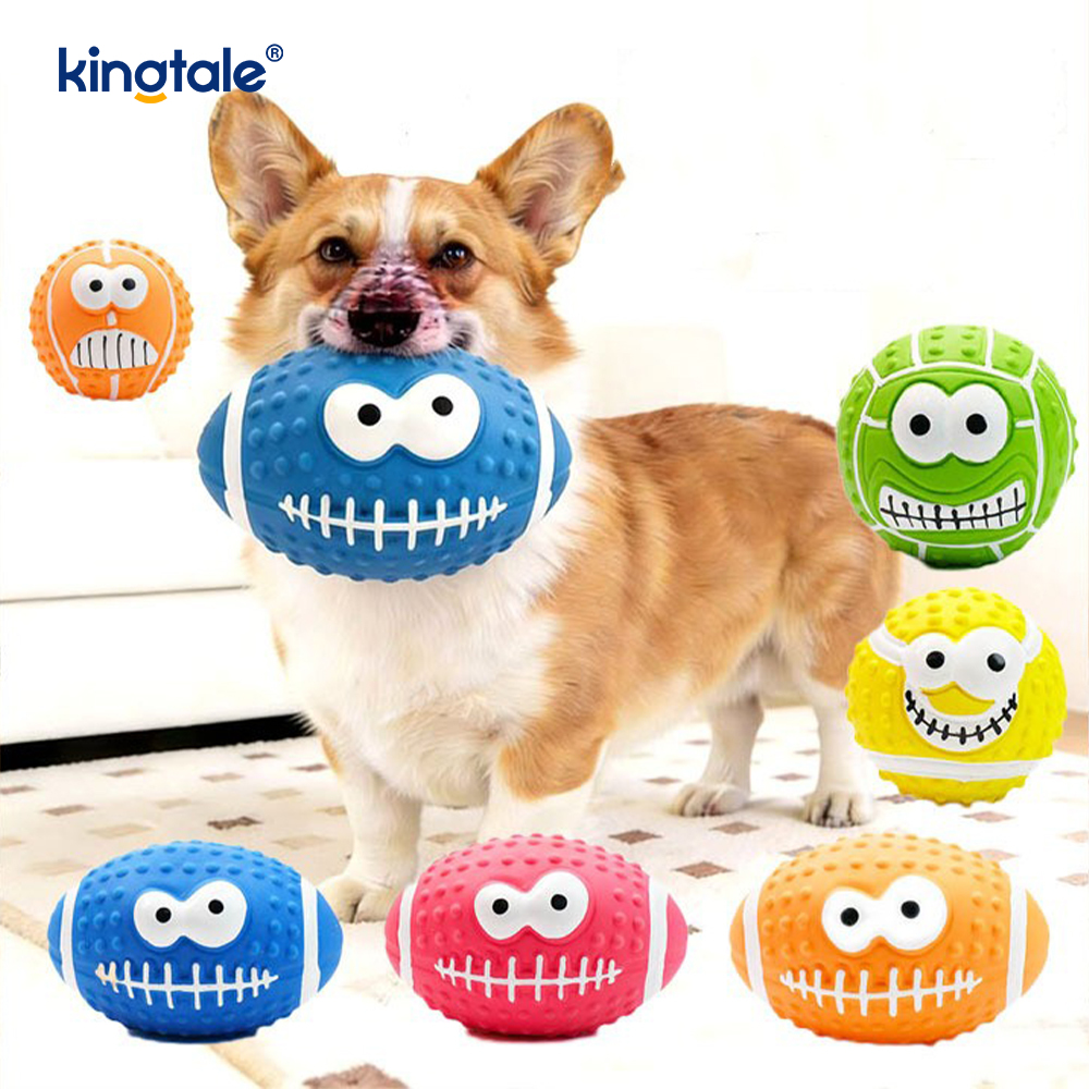 Pet Toy Latex gör ljud Smiley Face Ball inomhus och utomhus