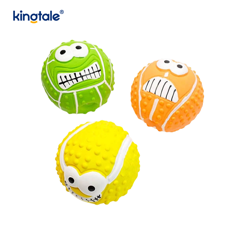 Pet Toy Latex gör ljud Smiley Face Ball inomhus och utomhus