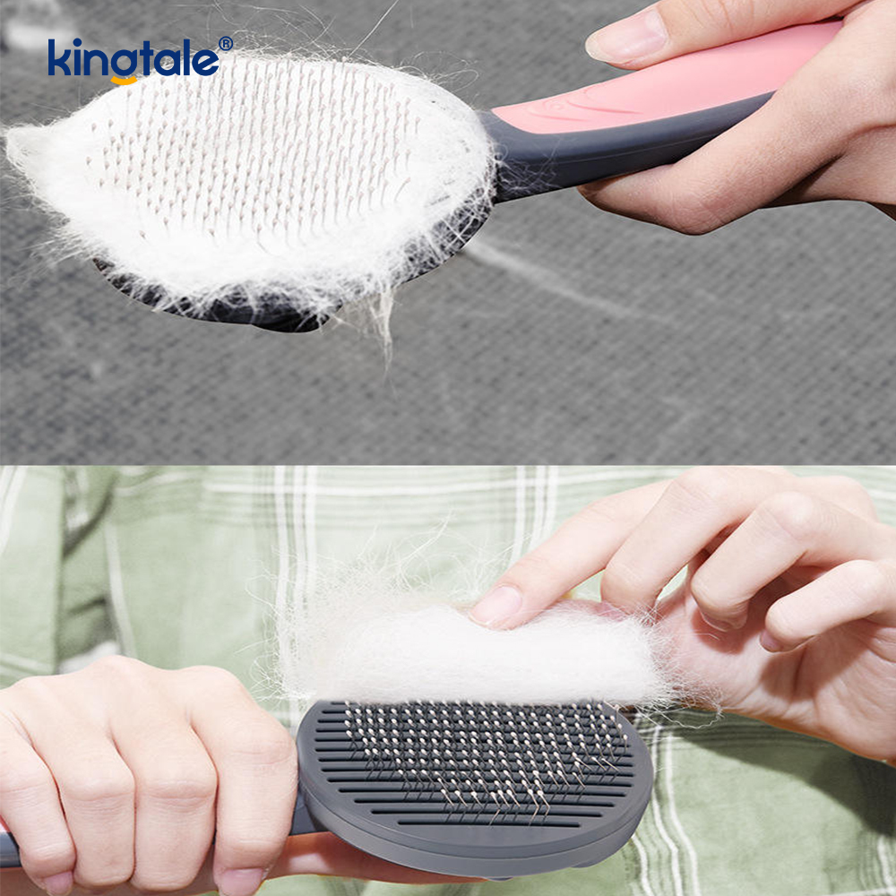Självrengörande Slicker Brush & Pet Grooming Rake & Flea Comb för hundar