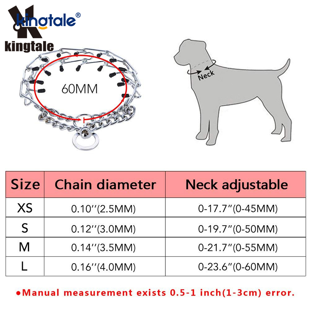 Pet Pinch Choke Halsband Kolstål Metal Prong Dog Training Halsband
