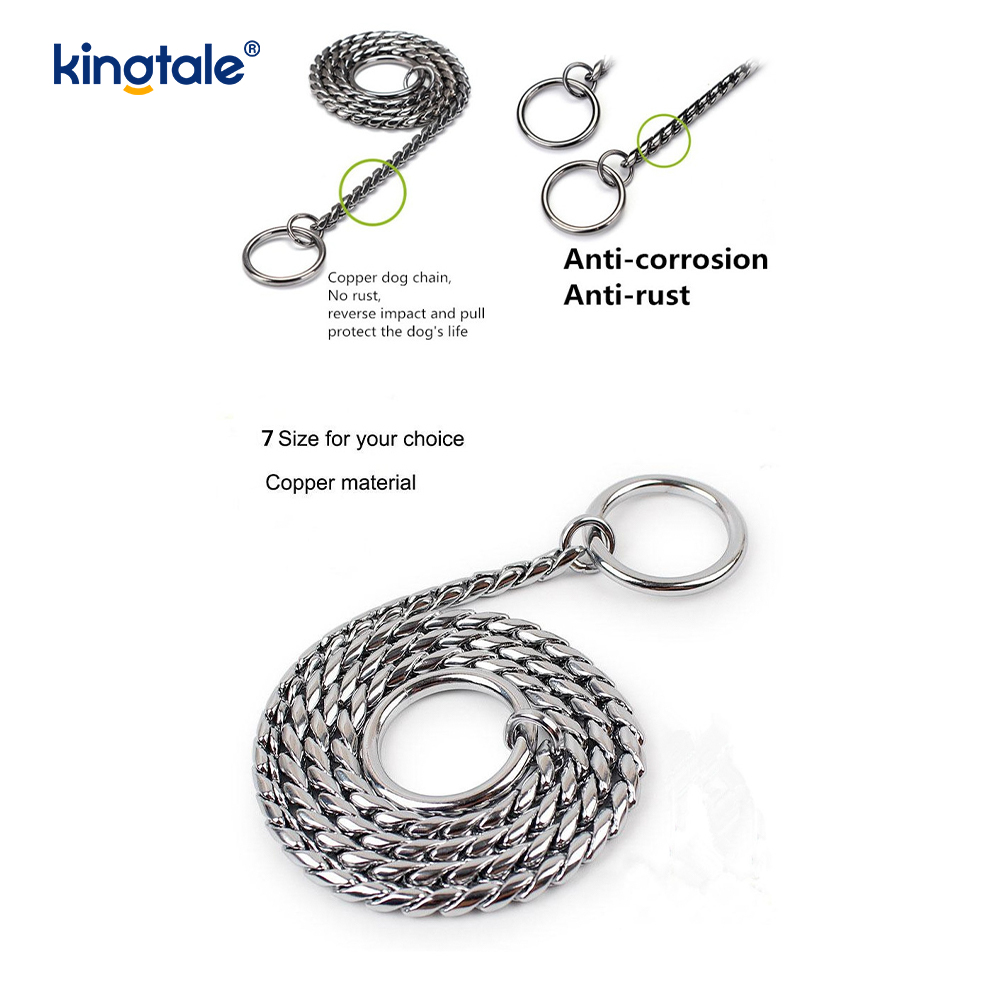 Pure Copper Metal Snake Dog Chain Halsband för små och medelstora hundar