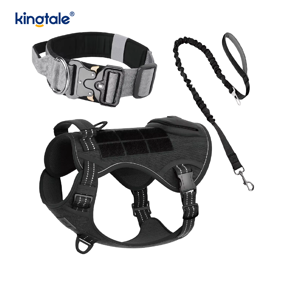 Heavy Duty Taktisk hundhalsband koppelset för stora hundar