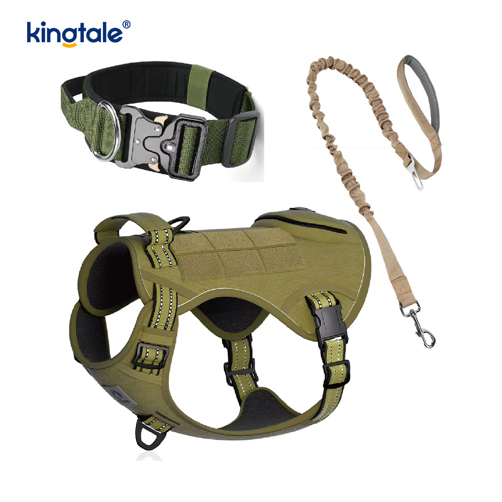 Heavy Duty Taktisk hundhalsband koppelset för stora hundar