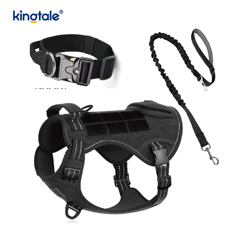 Heavy Duty Taktisk hundhalsband koppelset för stora hundar