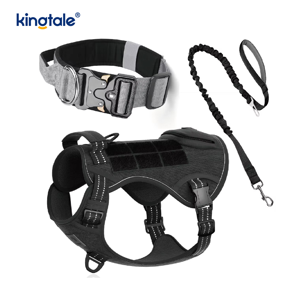 Heavy Duty Taktisk hundhalsband koppelset för stora hundar