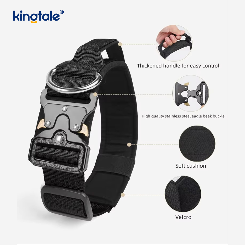 Heavy Duty Taktisk hundhalsband koppelset för stora hundar