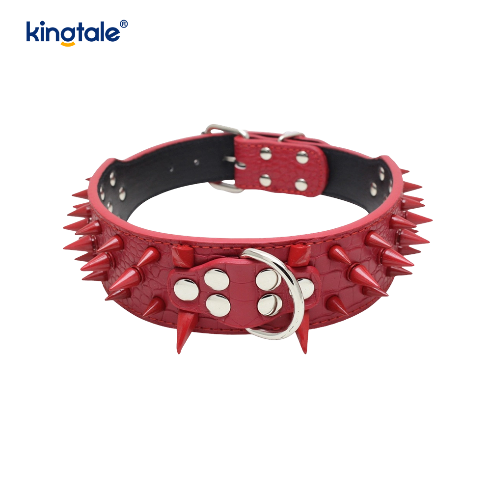 Sharp Spiked Dubbade Hundhalsband Snyggt läder Hundhalsband