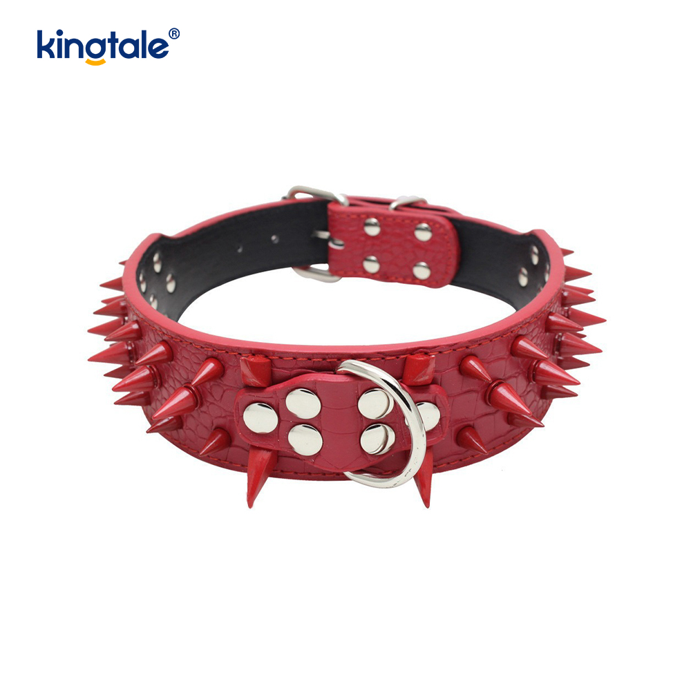 Sharp Spiked Dubbade Hundhalsband Snyggt läder Hundhalsband