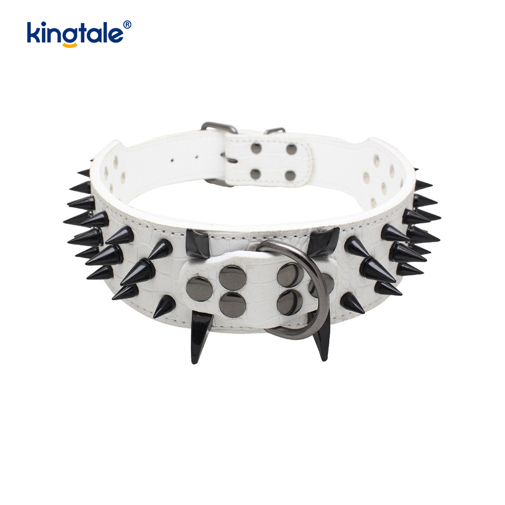 Sharp Spiked Dubbade Hundhalsband Snyggt läder Hundhalsband