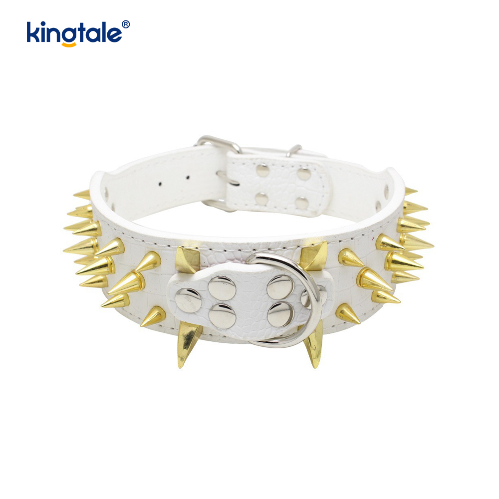 Sharp Spiked Dubbade Hundhalsband Snyggt läder Hundhalsband