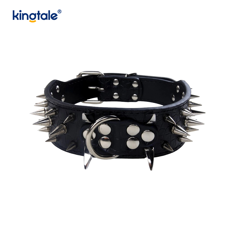 Sharp Spiked Dubbade Hundhalsband Snyggt läder Hundhalsband