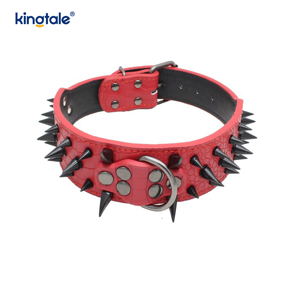 Sharp Spiked Dubbade Hundhalsband Snyggt läder Hundhalsband