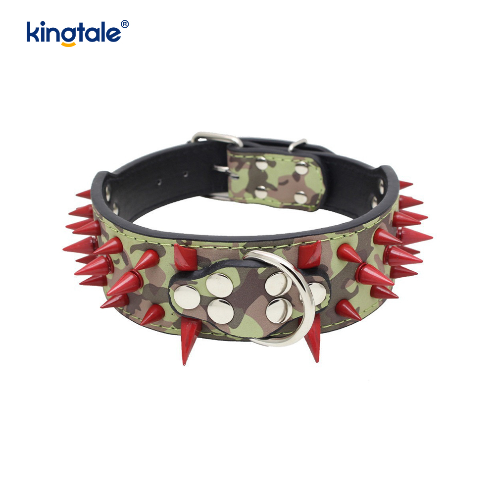 Sharp Spiked Dubbade Hundhalsband Snyggt läder Hundhalsband