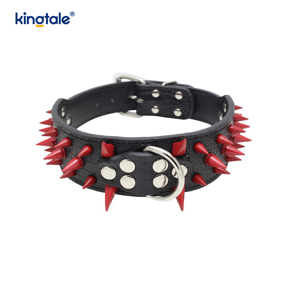 Sharp Spiked Dubbade Hundhalsband Snyggt läder Hundhalsband