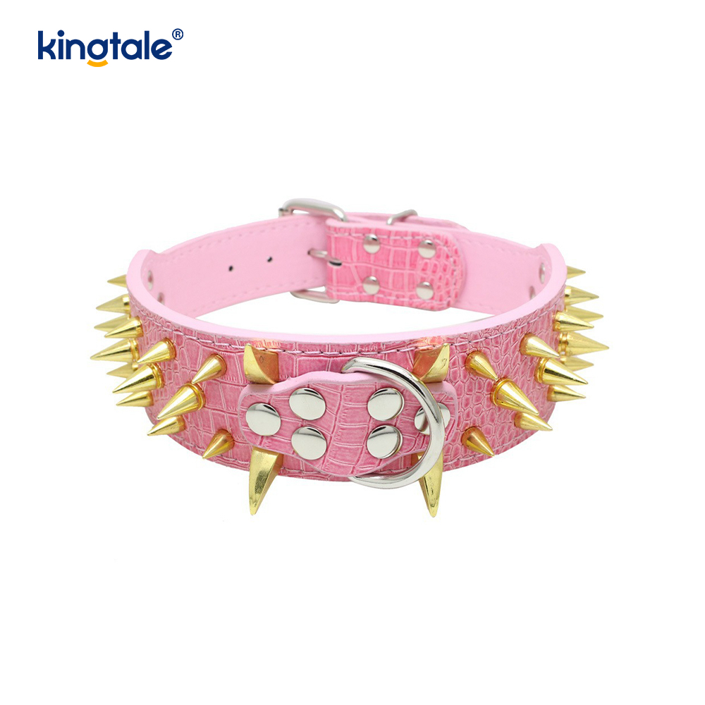 Sharp Spiked Dubbade Hundhalsband Snyggt läder Hundhalsband