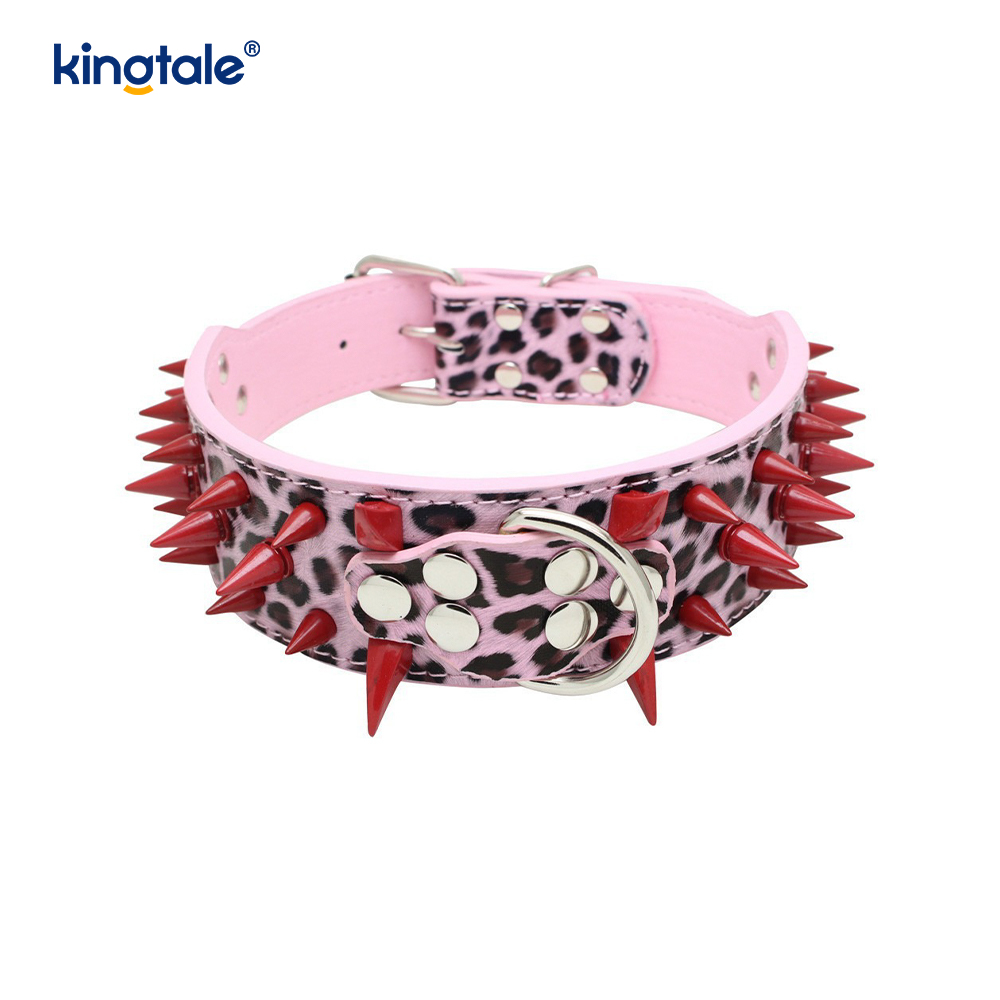 Sharp Spiked Dubbade Hundhalsband Snyggt läder Hundhalsband