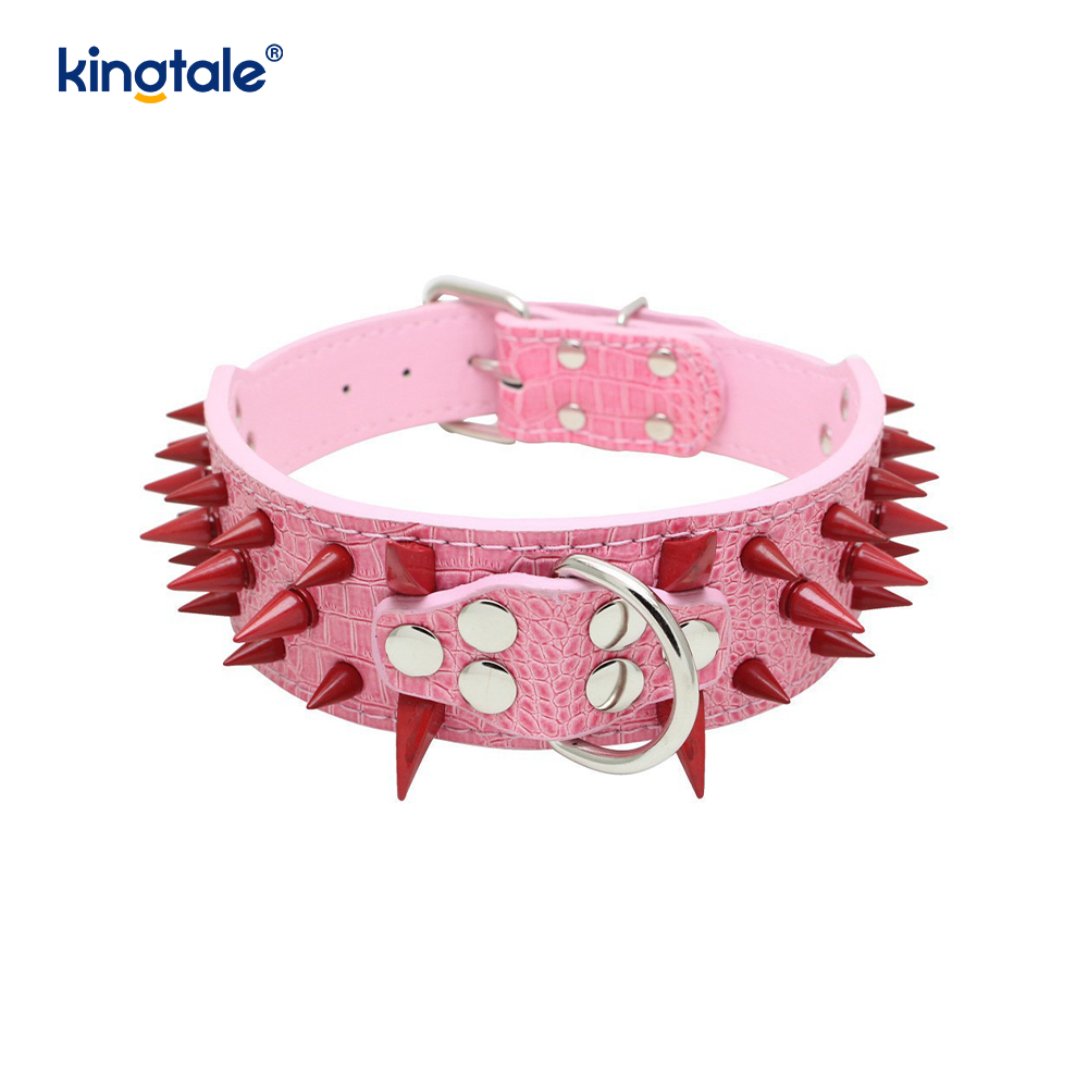 Sharp Spiked Dubbade Hundhalsband Snyggt läder Hundhalsband