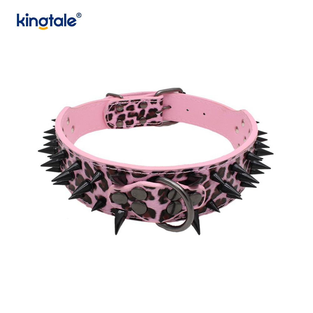 Sharp Spiked Dubbade Hundhalsband Snyggt läder Hundhalsband