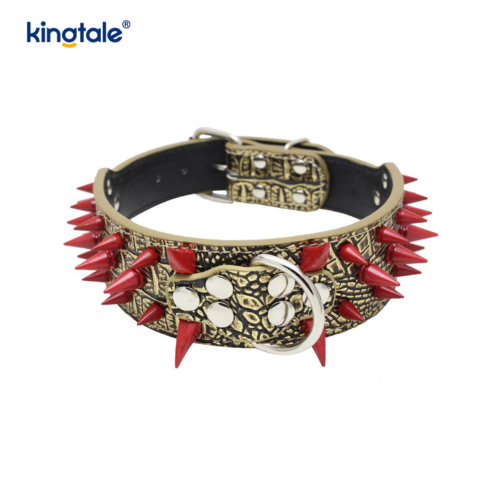 Sharp Spiked Dubbade Hundhalsband Snyggt läder Hundhalsband