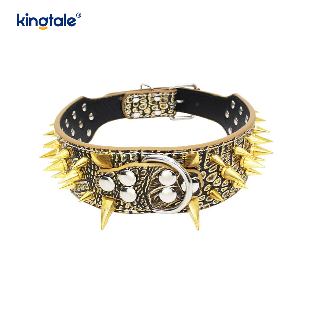 Sharp Spiked Dubbade Hundhalsband Snyggt läder Hundhalsband