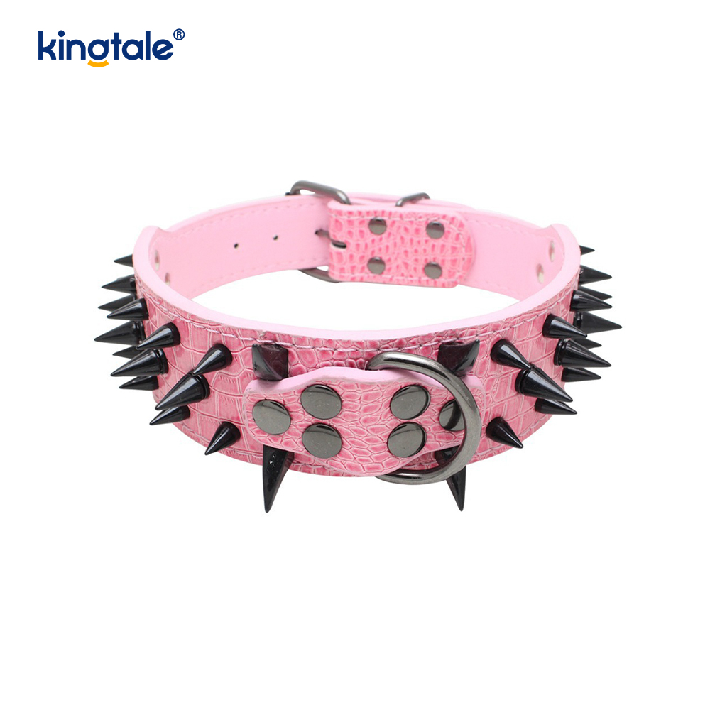 Sharp Spiked Dubbade Hundhalsband Snyggt läder Hundhalsband