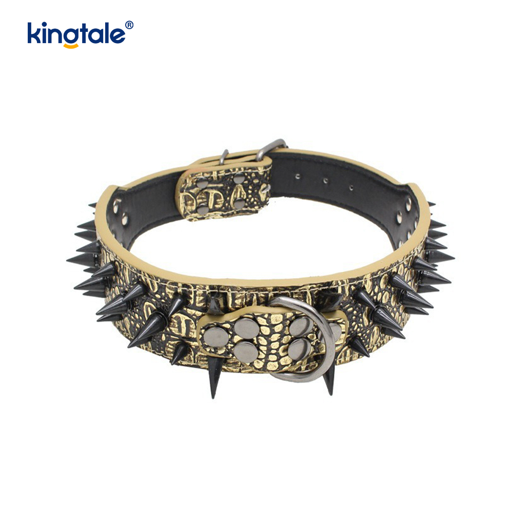 Sharp Spiked Dubbade Hundhalsband Snyggt läder Hundhalsband