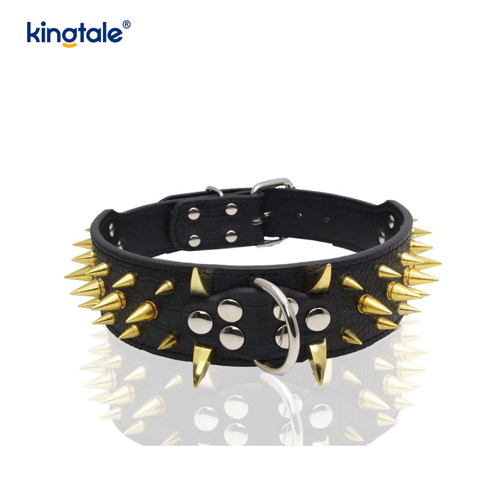 Sharp Spiked Dubbade Hundhalsband Snyggt läder Hundhalsband