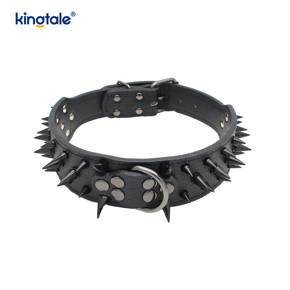 Sharp Spiked Dubbade Hundhalsband Snyggt läder Hundhalsband