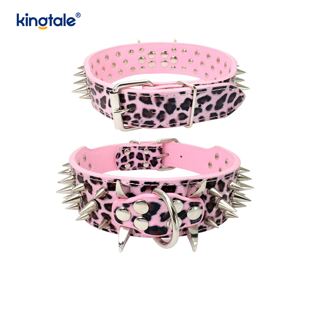 Sharp Spiked Dubbade Hundhalsband Snyggt läder Hundhalsband