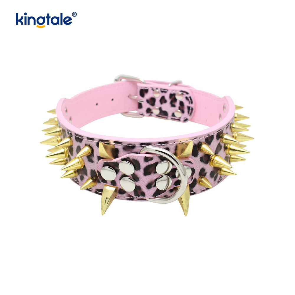 Sharp Spiked Dubbade Hundhalsband Snyggt läder Hundhalsband