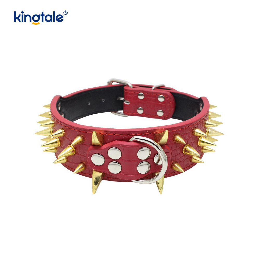 Sharp Spiked Dubbade Hundhalsband Snyggt läder Hundhalsband