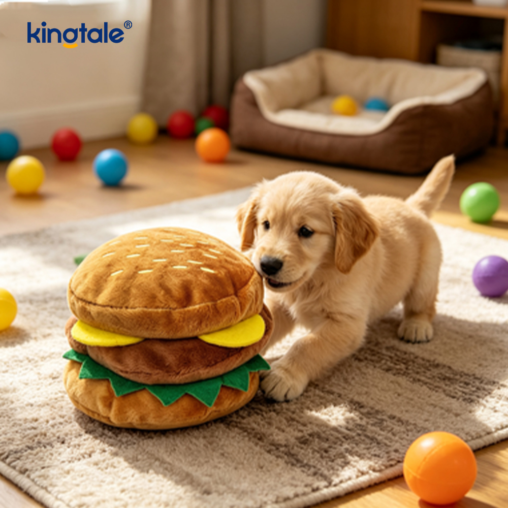 Mat Skrikande leksak hamburgare, pommes frites, kyckling för katt och hund
