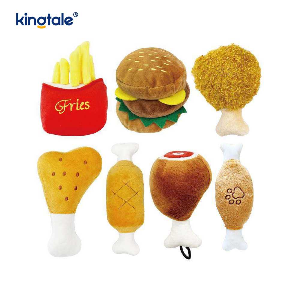 Mat Skrikande leksak hamburgare, pommes frites, kyckling för katt och hund
