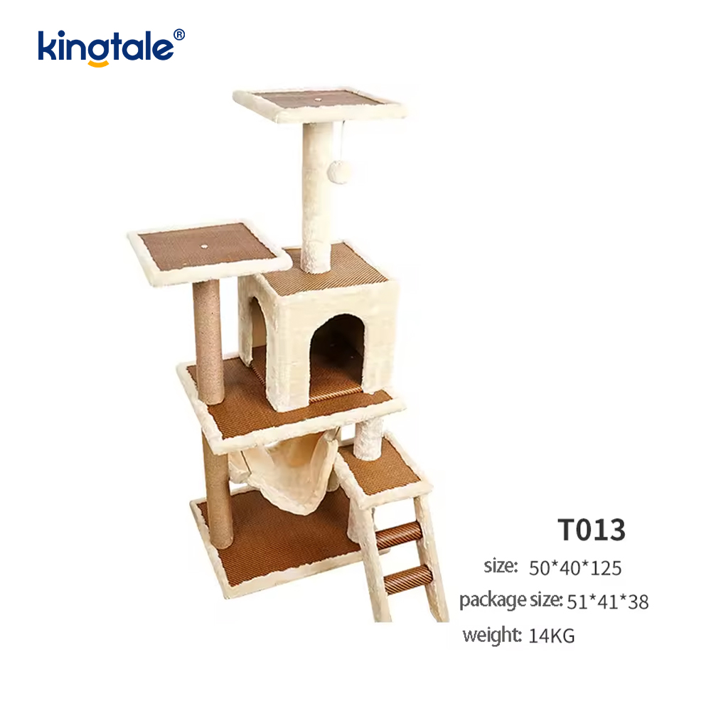 Naturlig sisal Cat Tree Tall Cat Tower Plysch Flernivålägenhet