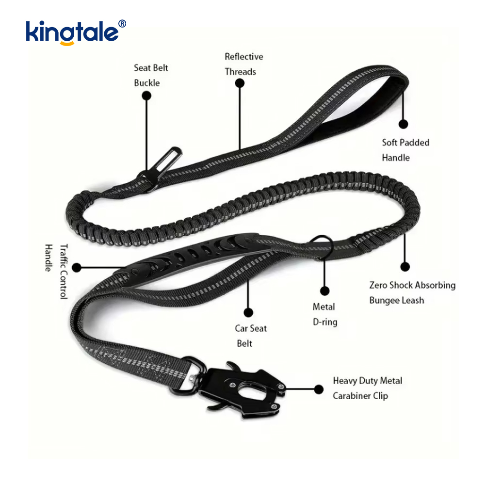 Reflekterande nylon säkerhetskoppel Elastisk buffert Solid hundbilbarnstol