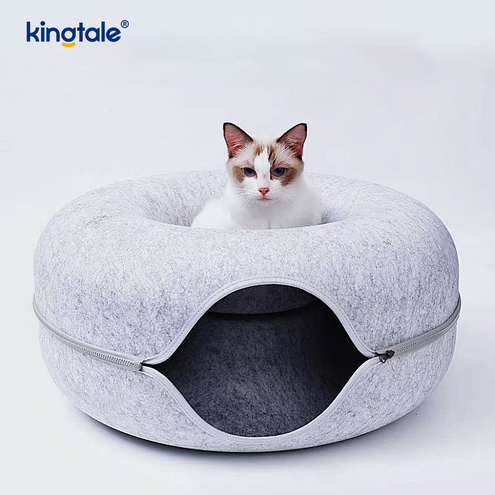Löstagbar rund filt & tvättbar interiör Cat Play Tunnel Cat Cave Bed