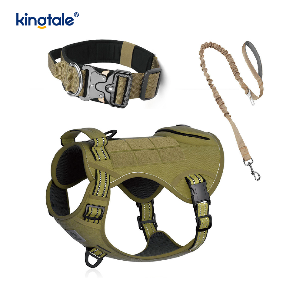 Training Nylon No Pull Hundhalsband koppel Sele Set med kontroll