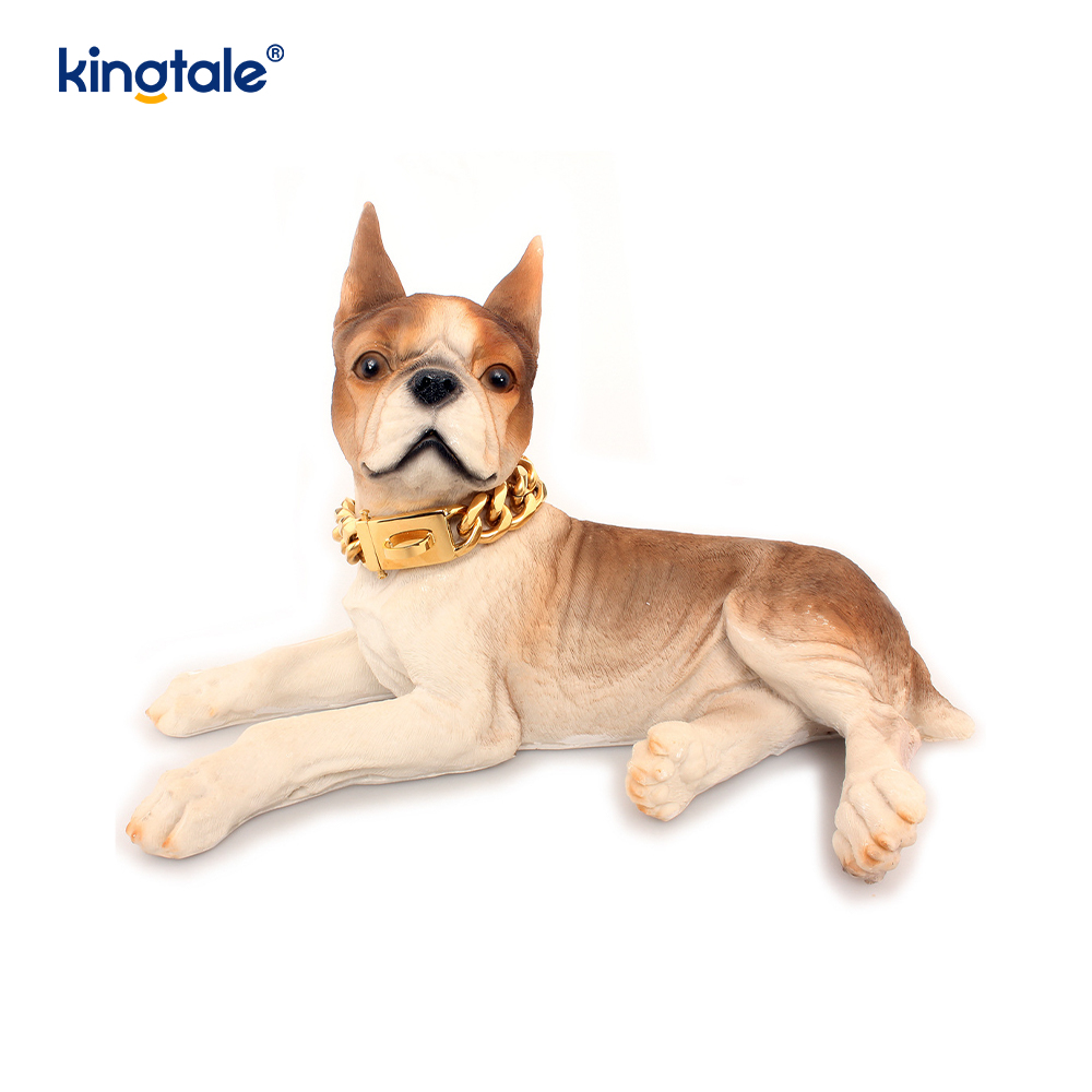 Modepläterad rostfritt stål Pet Cuban Link Dog Choke Chain Halsband