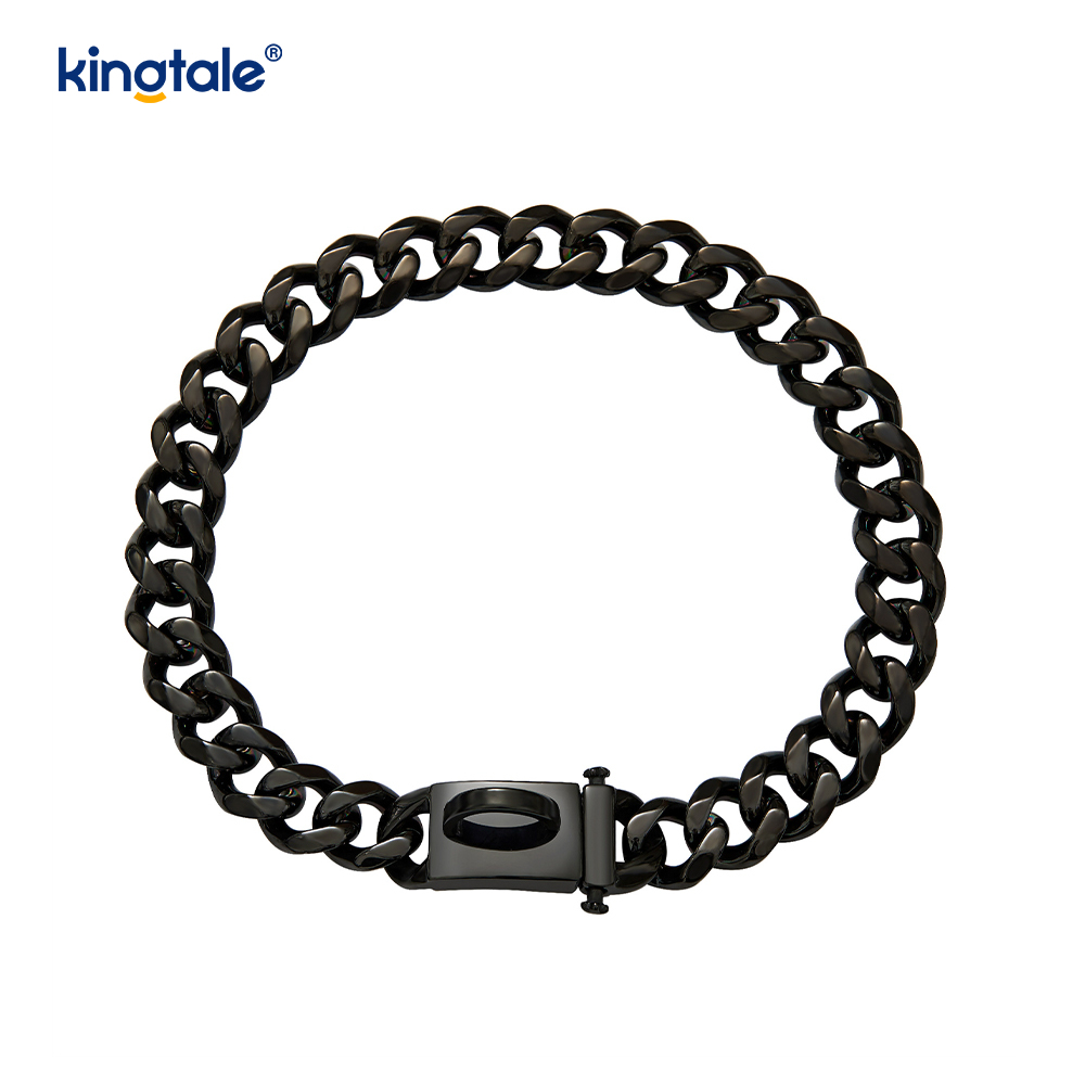 Modepläterad rostfritt stål Pet Cuban Link Dog Choke Chain Halsband